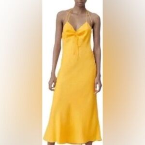 Zara satin effect tangerine orange slip dress